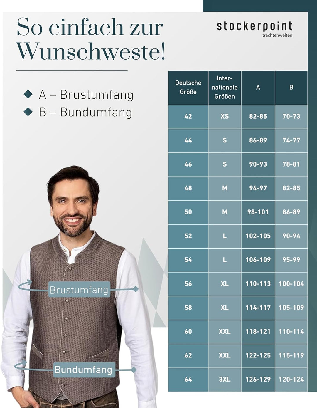 Stockerpoint Herren Loris Trachtenweste 46 braun, 46 braun