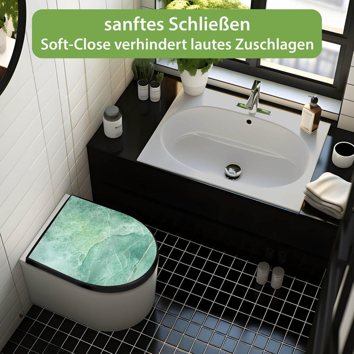 banjado WC Sitz mit Absenkautomatik D Form - Toilettendeckel mit Absenkautomatik D Form - Klodeckel