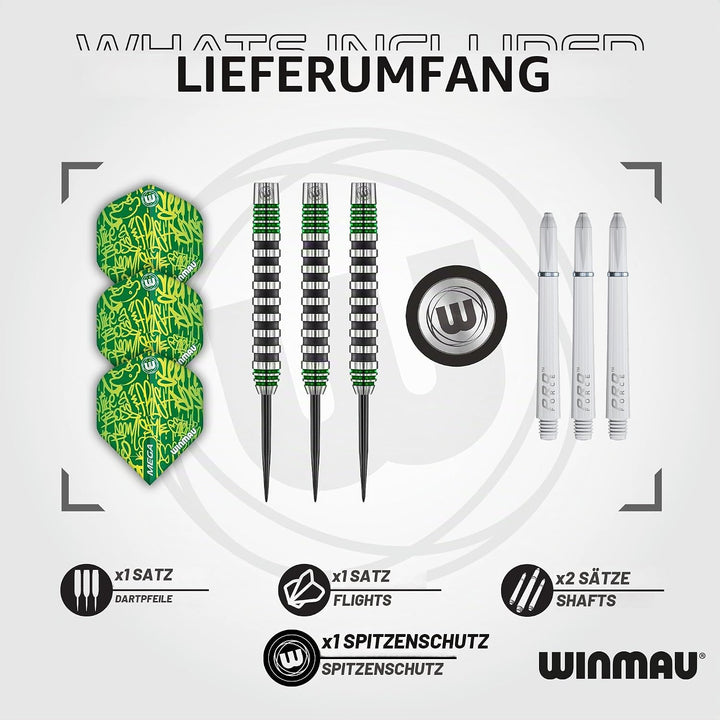 WINMAU Advance 500 Series Dartpfeile mit Stahlspitze 24 g grün, 24 g grün