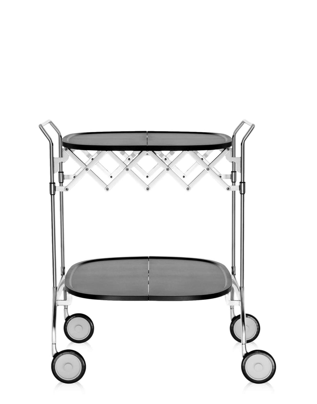Kartell Gastone Rollwagen, Kunststoff, Schwarz, 62 x 70 x 68 cm Verchromtes Struktur Schwarz, Verchr