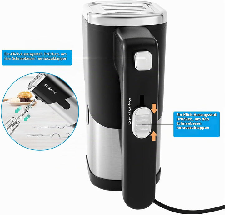 Vegena Handmixer Elektrisch Handrührgerät 800W Mixer Handrührer Handrührer Küchenmixer Schneebesen M