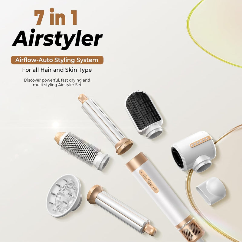 UKLISS Airstyler - Haarstyler 7 in 1, Warmluftbürste Set mit 110000 U/Min Haartrockner, Airflow Auto