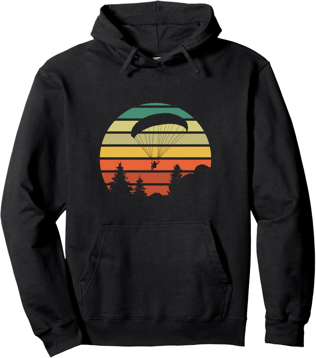 Paragleiter Design mit retro Sonne und Berg für Paraglider Pullover Hoodie