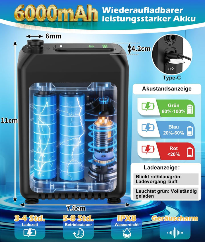 WADEO Sprühnebel Kühlung Nebelkühlsystem mit 6000-mAh-Pumpe, 22-Liter-Wassereimer, 8 m Schlauch, 8 M