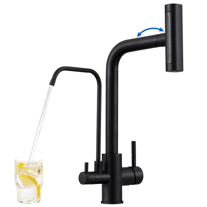 ROVOGO Edelstahl Wasserhahn Küche 3 Wege mit 4 Strahlarten Brause Ausziehbar, Hochdruck Küchenarmatu