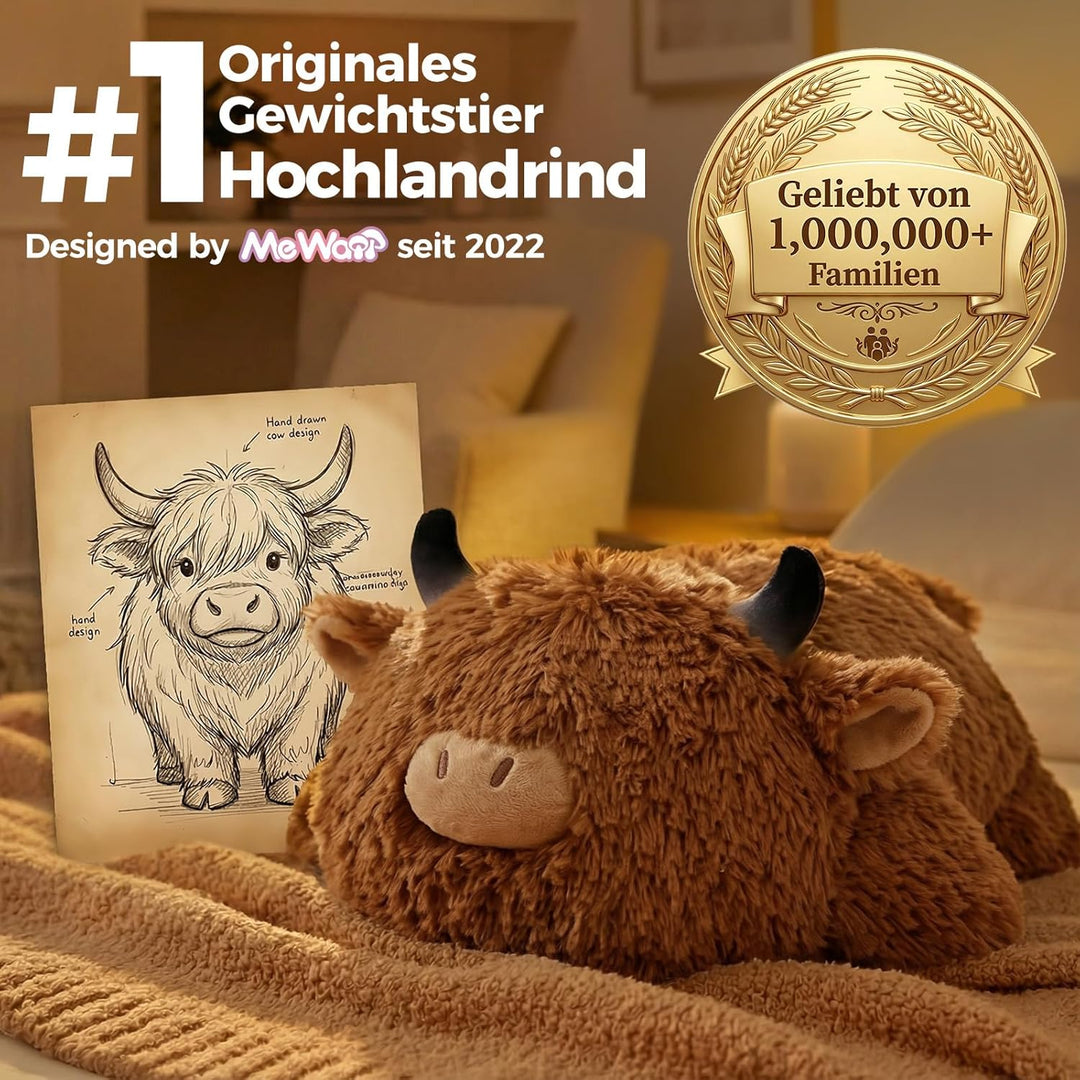Mewaii Weighted Plüsch Gewichtstiere Hochlandrind Kuscheltier 58cm,1.8kg (4.0 lbs) Kawaii Plüschtier
