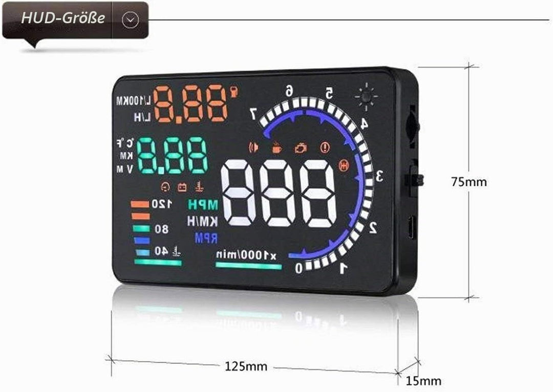 Qiilu A8 5.5 Zoll OBD II Auto HUD Head Up Display Auto Windshied Reflektierende Bildschirm Geschwind