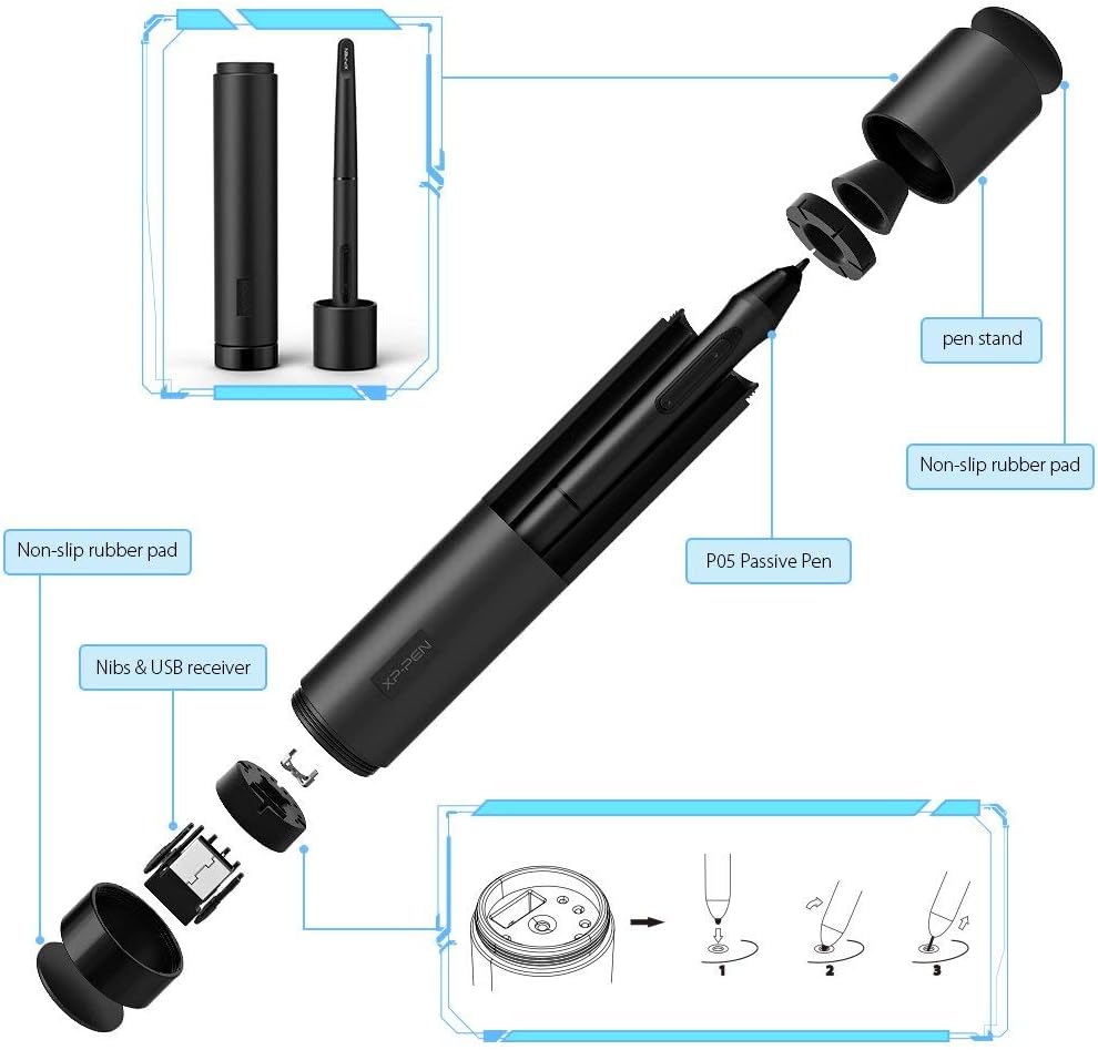 XP-PEN Deco 03 kabelloses Grafiktablett 10x5,62 Zoll Wireless zeichentablett mit 8192 Druckstufen ba