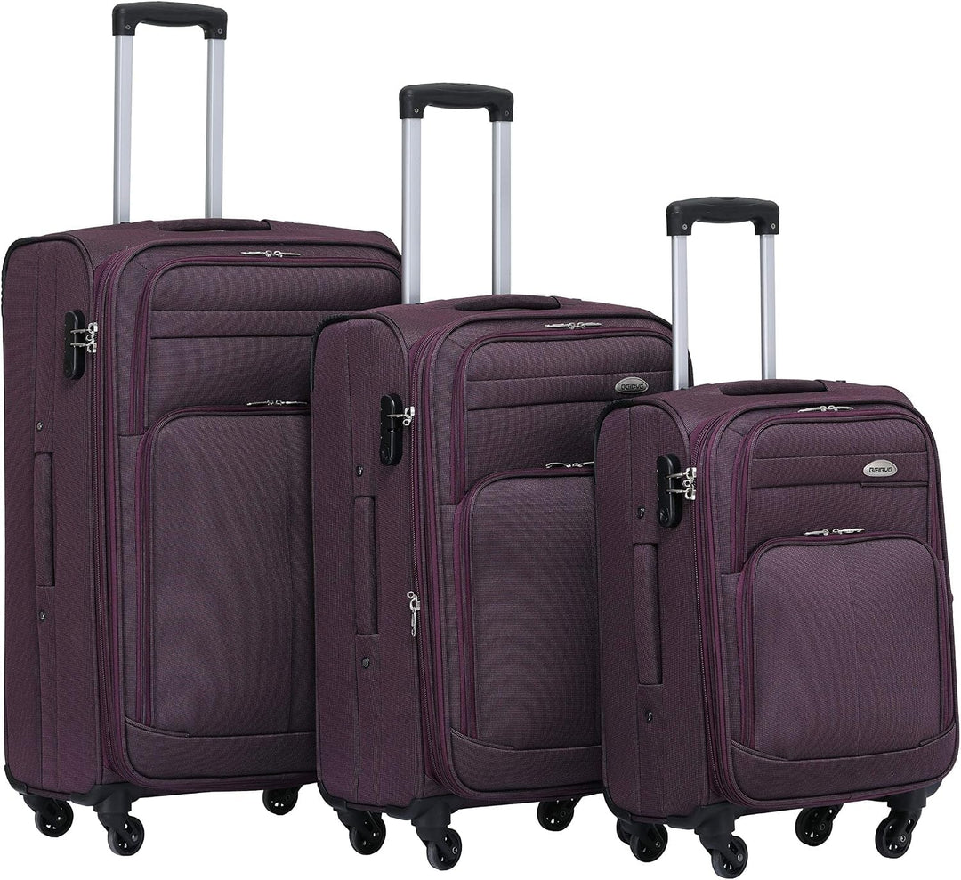 BEIBYE 4 Rollen Reisekoffer 3tlg.Stoffkoffer Handgepäck Kindergepäck Gepäck Koffer Trolley Set-XL-L-