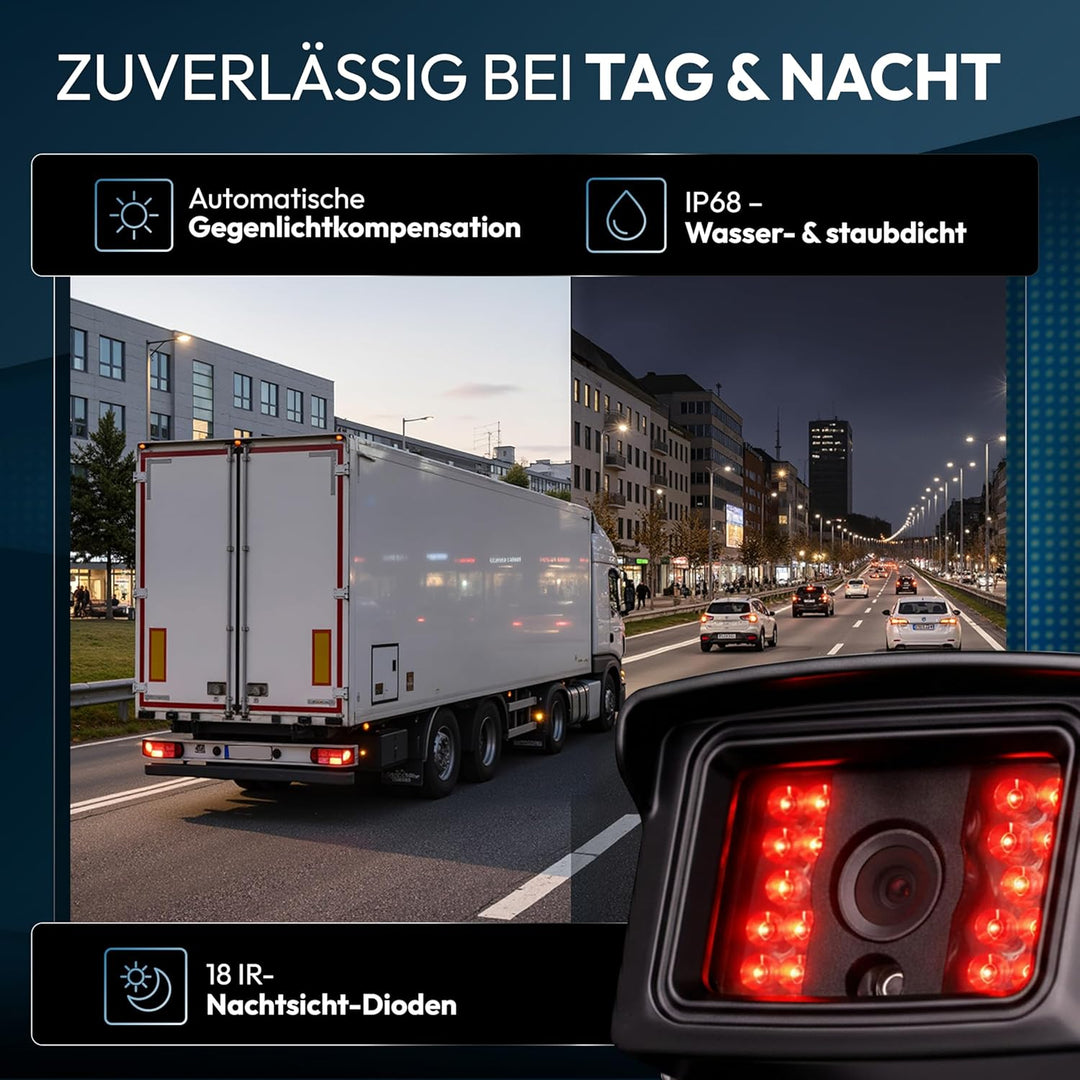 VSG24 Rückfahrkamera 7" Transporter-Set Transit inkl. Kamera, Monitor, Kabel - Wasserdicht Nachtsich
