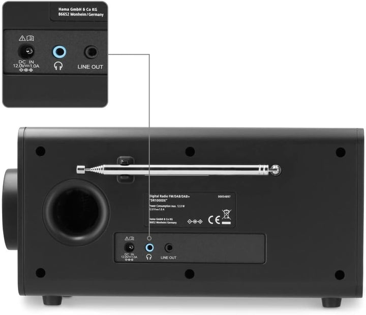Hama DAB Radio mit DAB+/DAB und FM DR1000DE (Digitalradio mit grossem Display, Küchenradio mit einfa