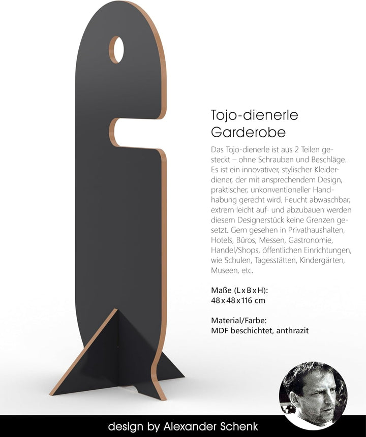 Tojo dienerle I Stummer Diener modern, anthrazit | Design Herrendiener 48 x 48x 116 cm I Design Klei