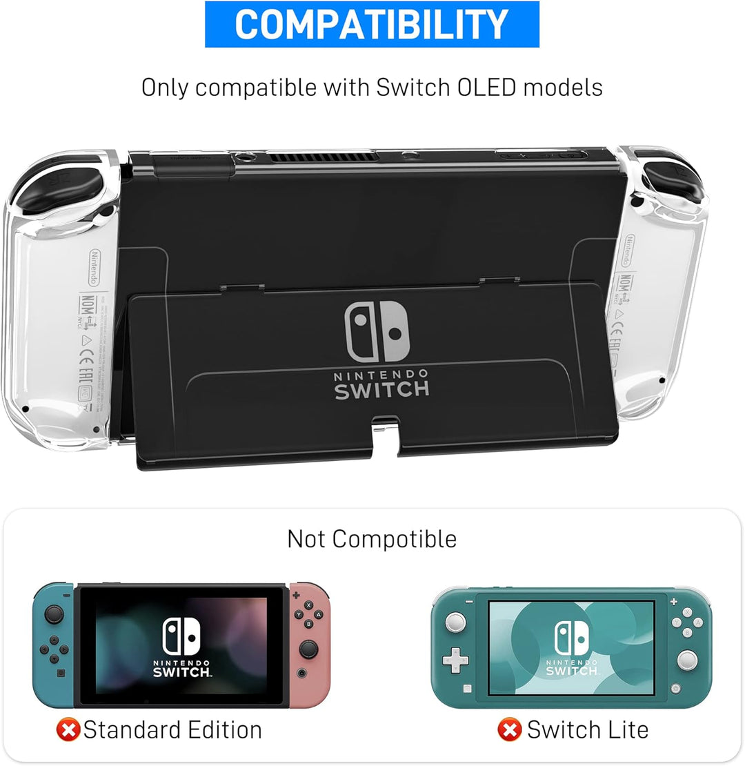 RHOTALL 3 in 1 Transparente Hülle für Nintendo Switch OLED, Klare Dockable Shell Kompatibel mit Swit