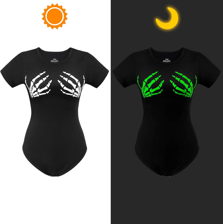 LittleForBig Baumwolle Strampler Onesie Pyjamas Bodysuit – Lady Death Nacht Glow Strampler Schwarz X