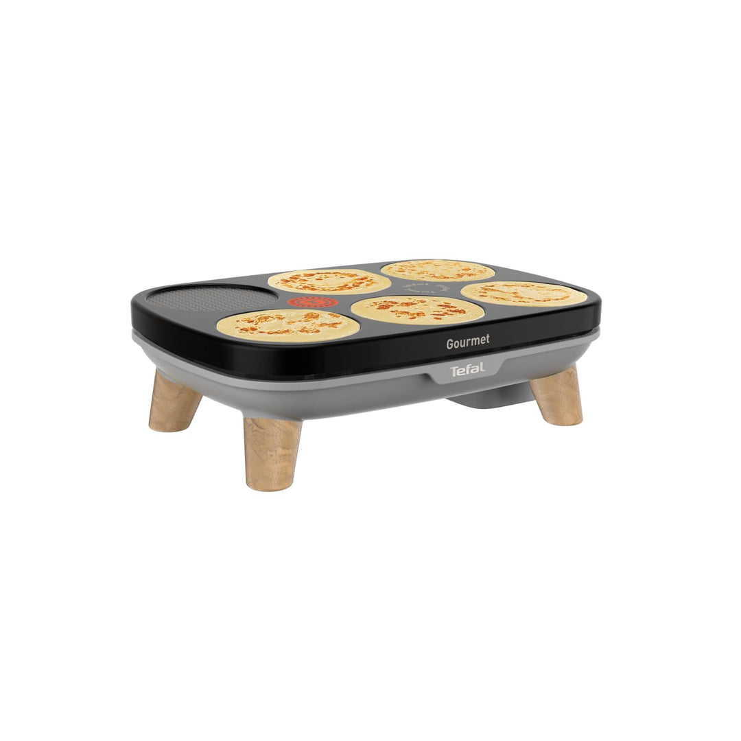 Tefal Crêpier Gourmet PY901BF1 Elektrischer Crêpes-Topf, 6 Ausgaben, Antihaftbeschichtung, einfache