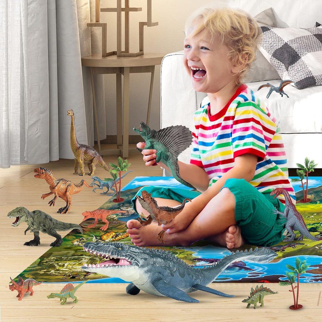 Oriate Dinosaurier Spielzeug mit Spielmatte, realistische Mosasaurus Figur, Spielset für Kinder, ein