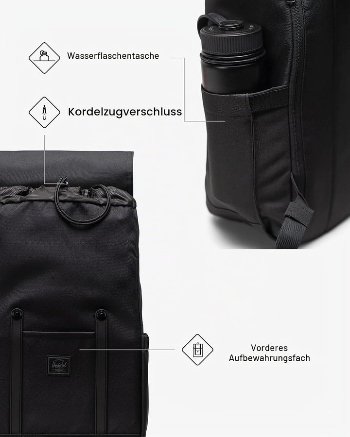 Herschel Unisex Retreat Rucksack Rucksack (1er Pack) Einheitsgrösse Black Tonal, Einheitsgrö&#x