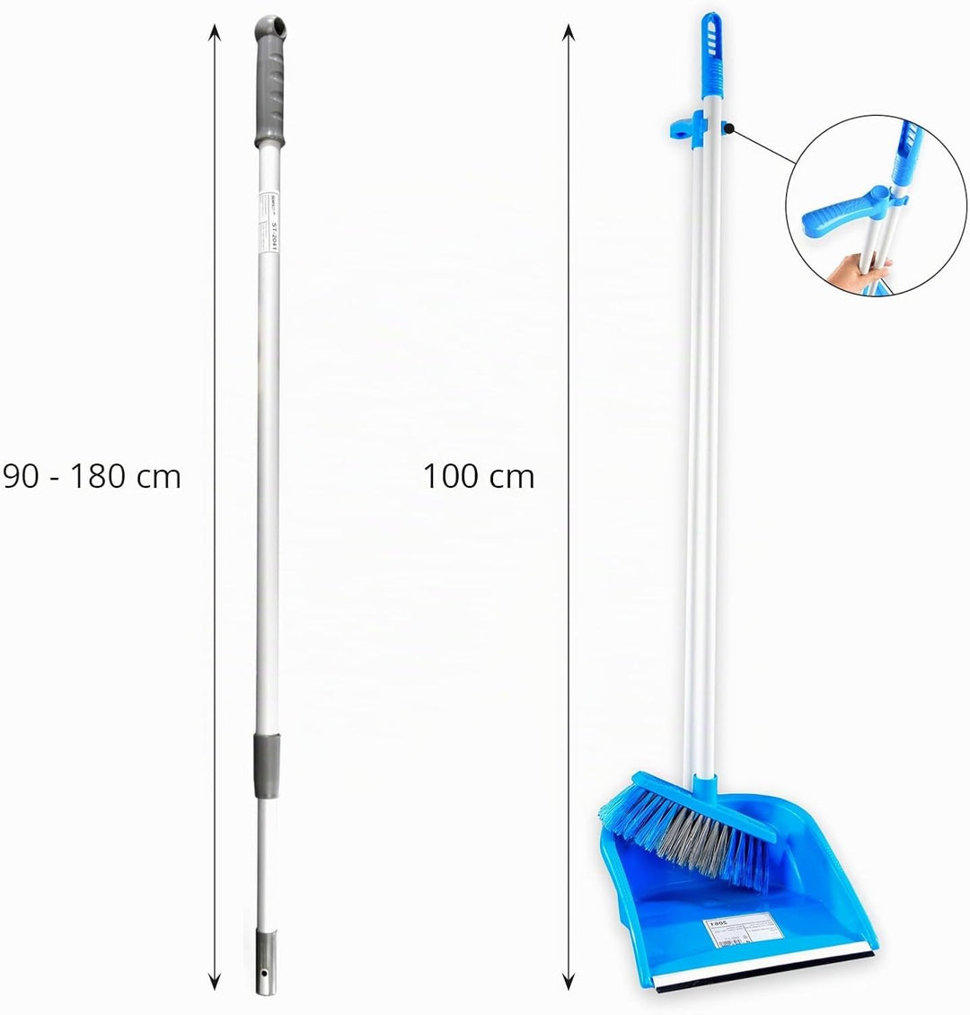 Hypafol Putzwagen Reinigungswagen Set | 2 x 25 l Eimer mit Wischmopp-Presse &amp; Kehrgarnitur | 2X 40cm