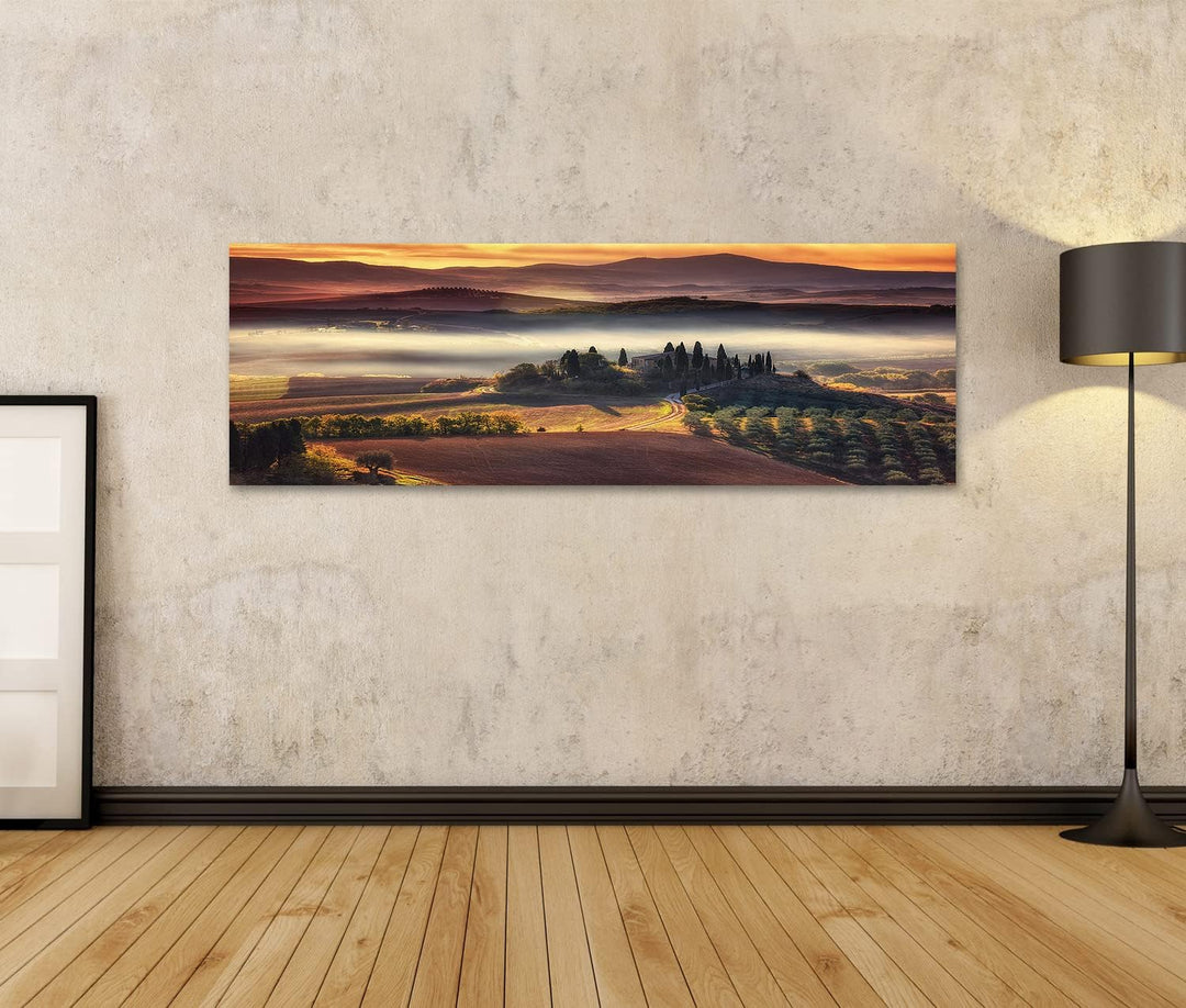 islandburner Bild auf Leinwand Toskana Panorama Landschaft Berühmt Bauernhaus Sanften Hügeln Tälern
