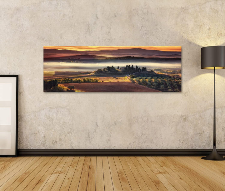islandburner Bild auf Leinwand Toskana Panorama Landschaft Berühmt Bauernhaus Sanften Hügeln Tälern