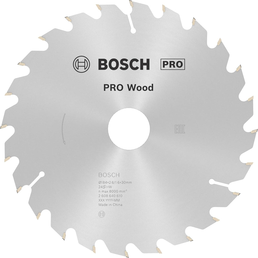 Bosch Professional 1x Kreissägeblatt Optiline Wood (Sägeblatt für Holz, Ø 184 x 30 x 2,6 mm, 24 Zähn