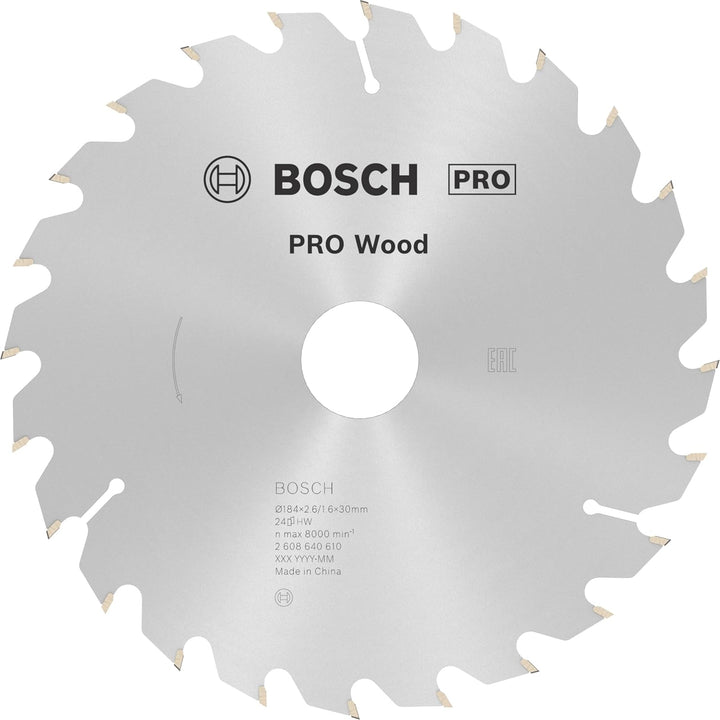 Bosch Professional 1x Kreissägeblatt Optiline Wood (Sägeblatt für Holz, Ø 184 x 30 x 2,6 mm, 24 Zähn