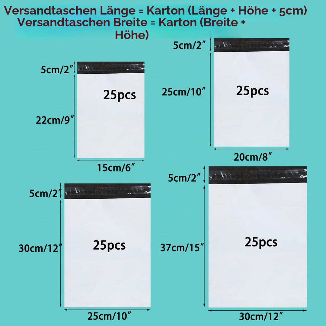 Rshuhx Versandtaschen Plastik Warensendung A3/A4/B4/C5 Gemischt 100Stück Blickdicht Selbstklebend Ve