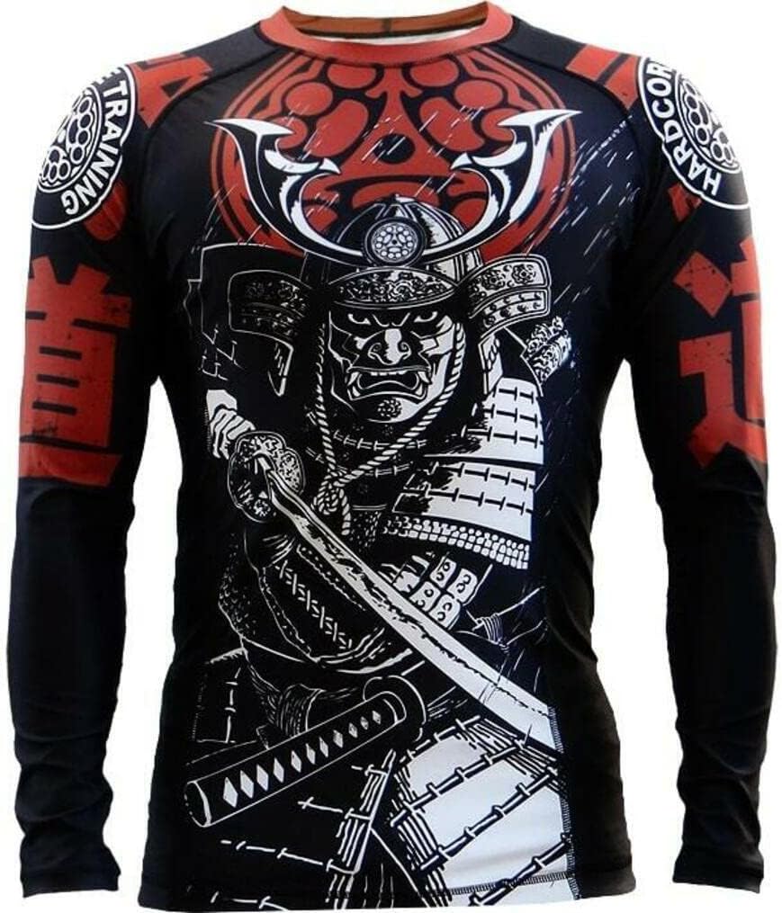 Hardcore Training Rash Guard Men's Kompressionshemd Herren Lange Ärmel Grappling Jiu Jitsu MMA Fitne