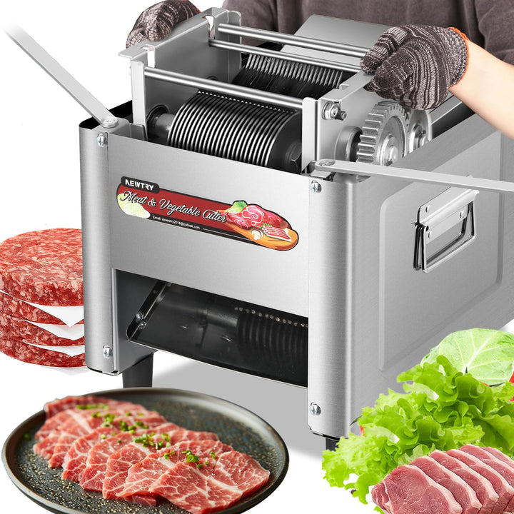 NEWTRY Kommerzielle Fleischschneidemaschine zum Schneiden, Zerteilen und Würfeln von Fleisch mit 5 m