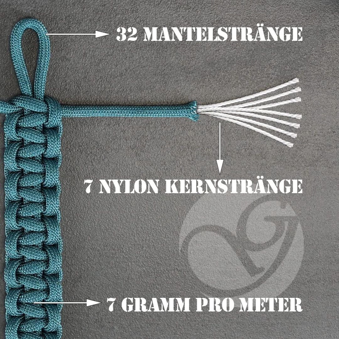 Ganzoo Paracord 550 Seil Türkis/Typ Hybrid für Armband, Leine, Halsband, Nylon/Polyester Hybrid-Seil
