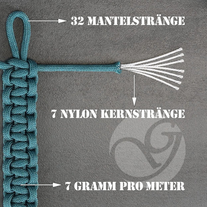 Ganzoo Paracord 550 Seil Türkis/Typ Hybrid für Armband, Leine, Halsband, Nylon/Polyester Hybrid-Seil
