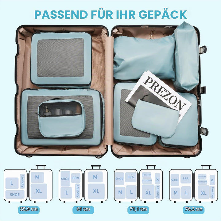 Packing Cubes for Suitcase 8 Set, Leichtgewichtige Gepäck Packing Organizer Packing Cubes für Reisez