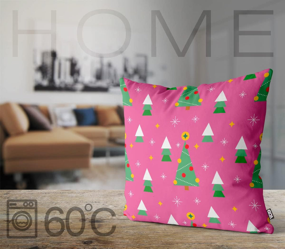 VOID Weihnachtsstern Bäume rosa Kissenbezug Kissenhülle Sofakissen Kissen Deko Weihnachten Winter We