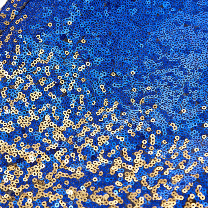 Herren Modische Blumenmuster Pailletten Zweiteiler Set Anzüge XS Blue Gold, XS Blue Gold