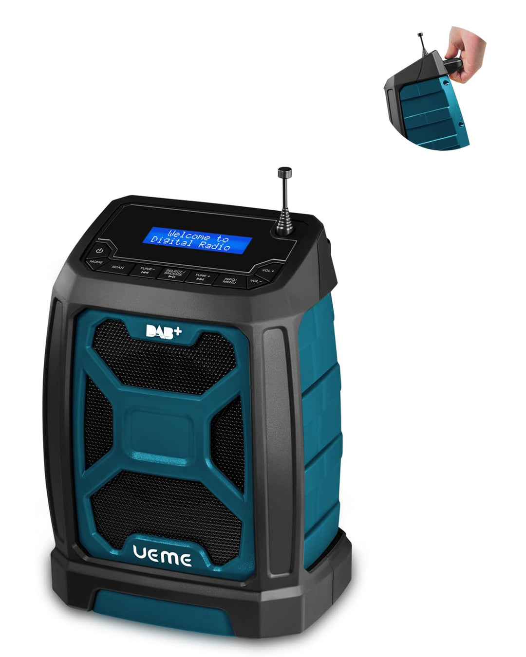 Baustellenradio Mit Akku Aufladbar, Tragbares DAB Plus/FM Radio Mit Bluetooth Lautsprecher, Radiowec