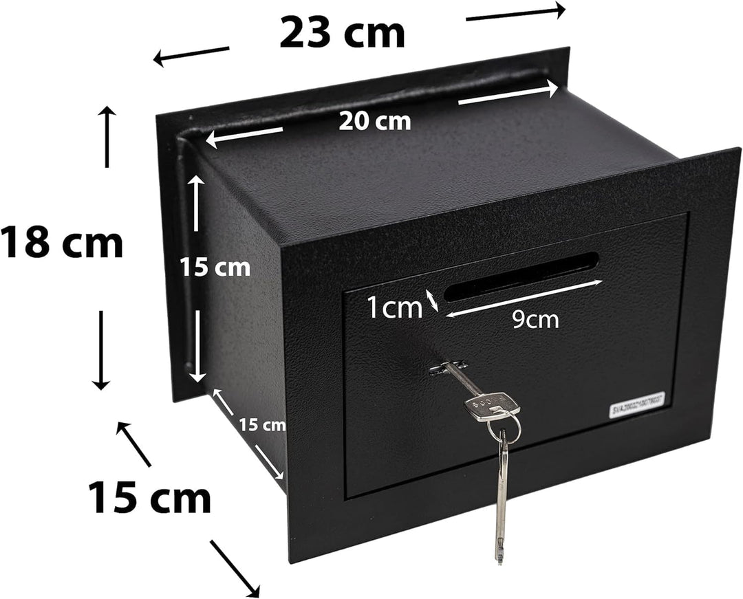 Genie Hand – Mechanische Wandtresorbox Klein mit Einwurfschlitz – Doppelbartschloss Mini, Mini