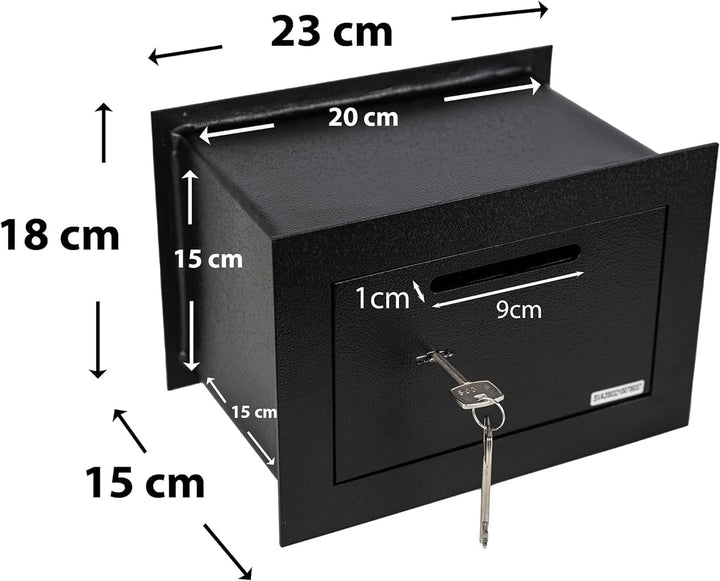 Genie Hand – Mechanische Wandtresorbox Klein mit Einwurfschlitz – Doppelbartschloss Mini, Mini