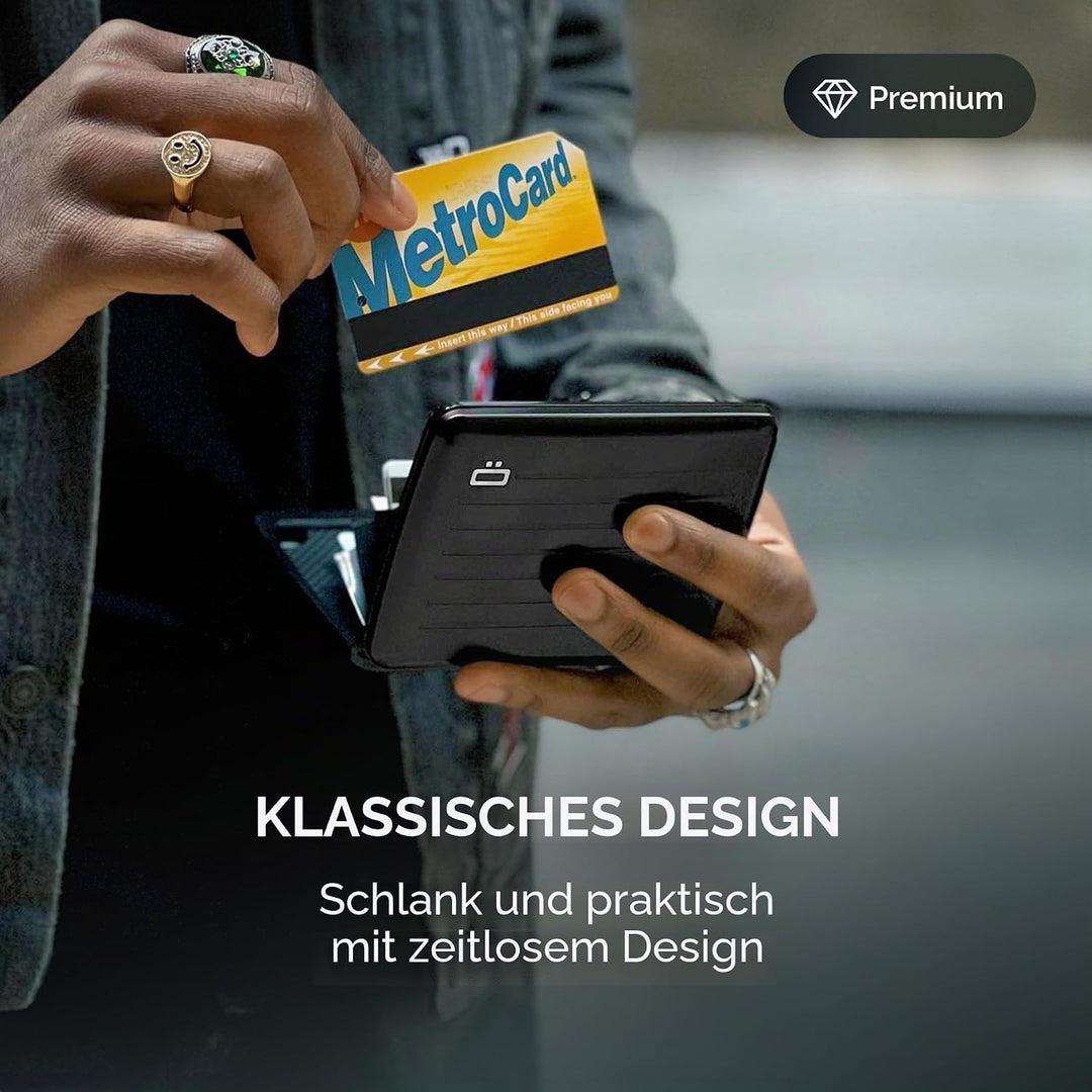 OGON Aluminium Geldbörse Smart Case V2 Large - Fach für Münzen und Banknoten - RFID Schutz Kartenhal