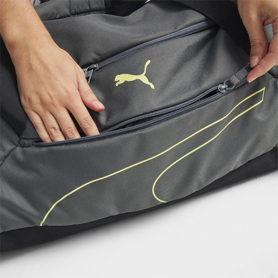 PUMA Fundamentals Sports Bag M, Sporttasche, M Mineral Gray-lime Sheen, M Mineral Gray-lime Sheen