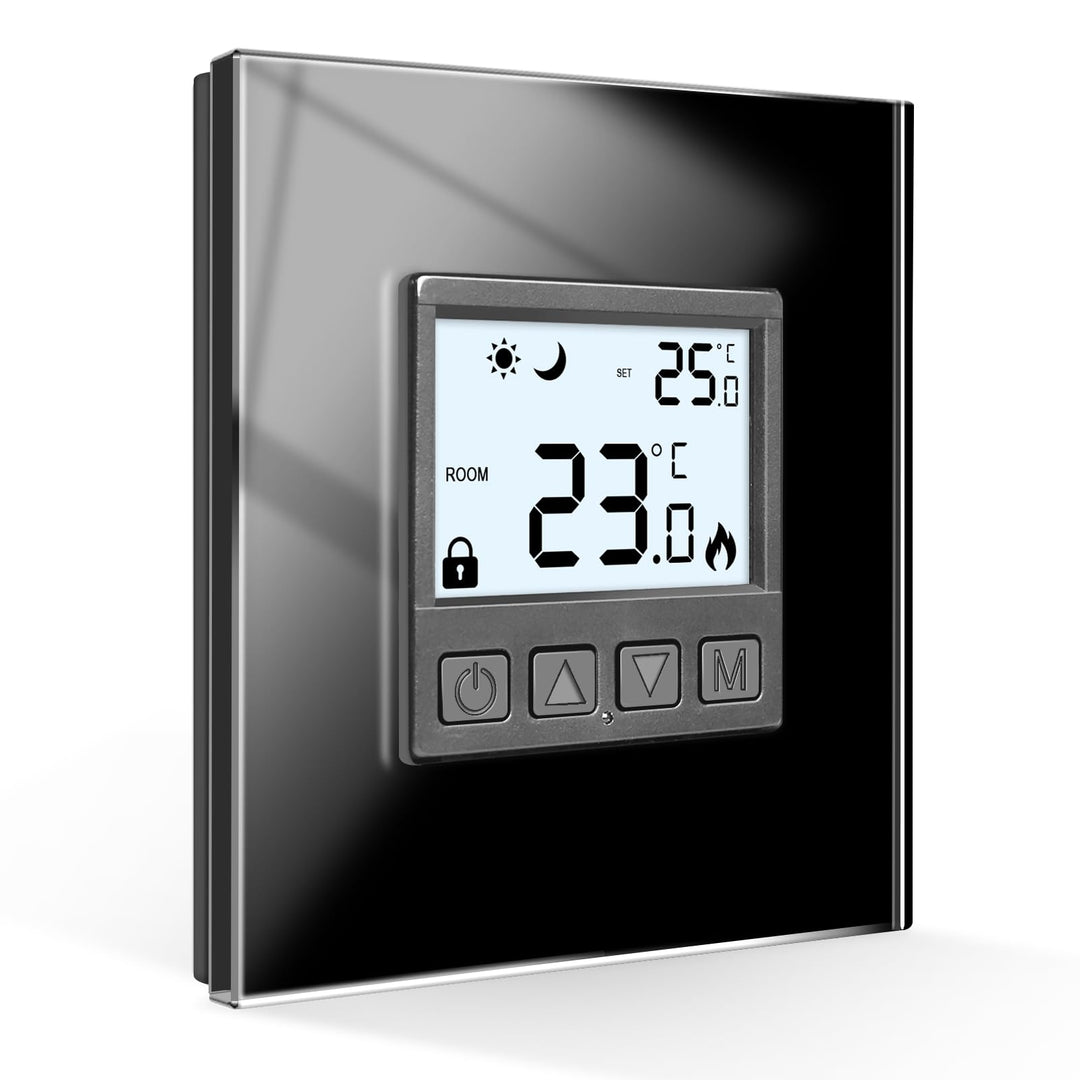 CNBINGO Digitales Thermostat Unterputz mit Kristallglas-Rahmen für Antriebssteuerung elektrische ode