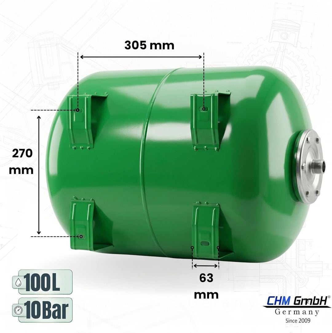 CHM GmbH® 100 L Membrankessel Druckkessel Stahltank Hauswasserwerk Druckbehälter max. 8 Bar Druck