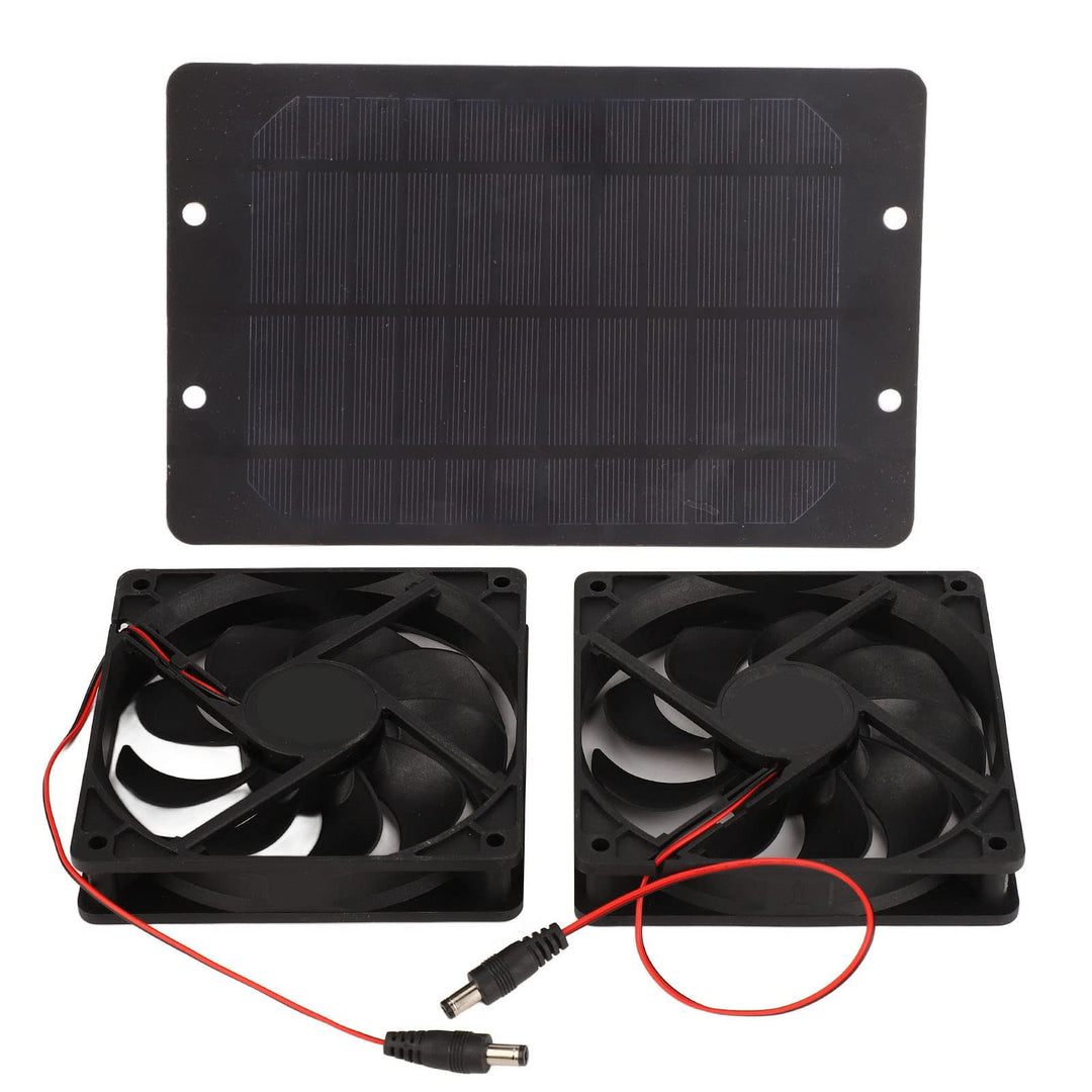 Oumefar Solarbetriebener Ventilator, Solarpanel-betriebener Doppelventilator aus Silikon-Kunststoff,