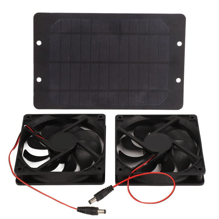 Oumefar Solarbetriebener Ventilator, Solarpanel-betriebener Doppelventilator aus Silikon-Kunststoff,