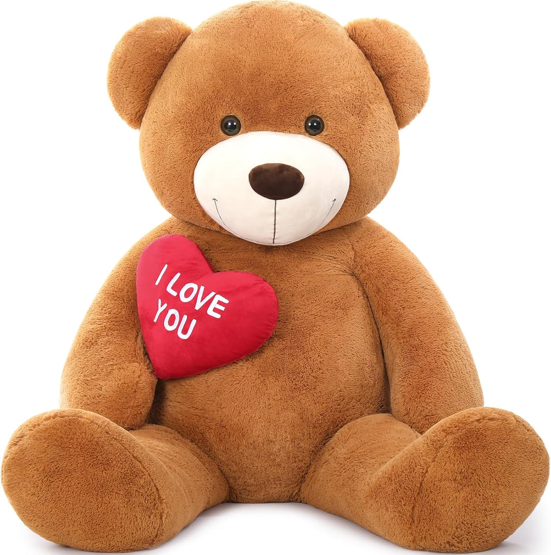 MorisMos 130cm Teddybär gross XXL mit Herz I Love You, Dunkelbrauen riesen Teddys, grosser Bär Kusch