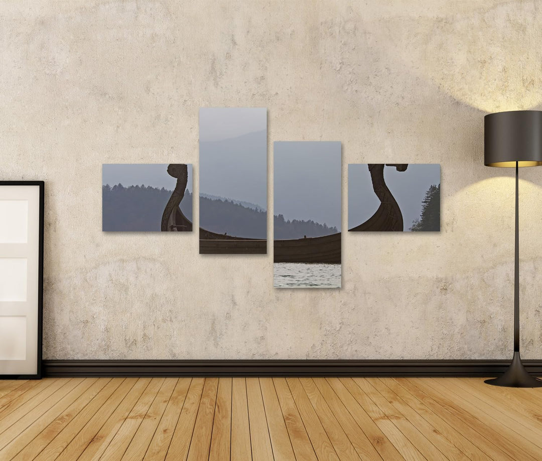 islandburner Bild auf Leinwand Wikinger Schiff In Walchensee Bilder Wandbilder Poster Leinwand 150x8