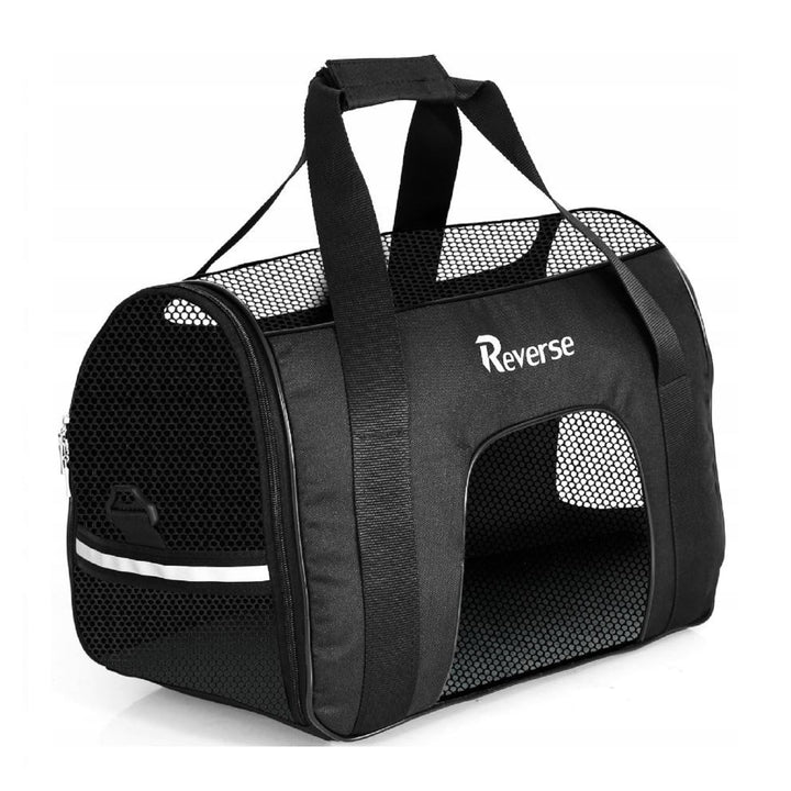 Tragetasche für Katzen Hunde Haustiere 52x25x34 cm bis 10 Kg Meshfenster Transparent (Schwarz), Schw