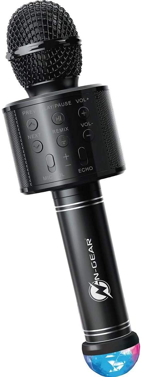 NGEAR SingMic S20L Bluetooth Karaoke Mikrofon mit 10W Max Leistung, 2 Zoll Lautsprecher, RGB Disco L