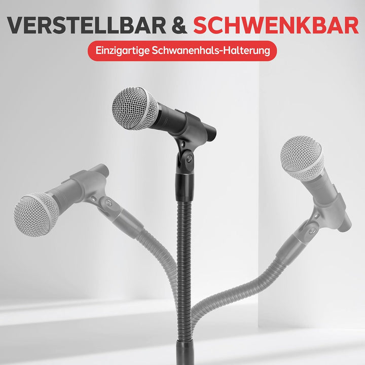 Pyle Mikrofonständer mit Schwanenhals & Rundfuss – Höhenverstellbares Mikrofonstativ 80–152 cm mit 5