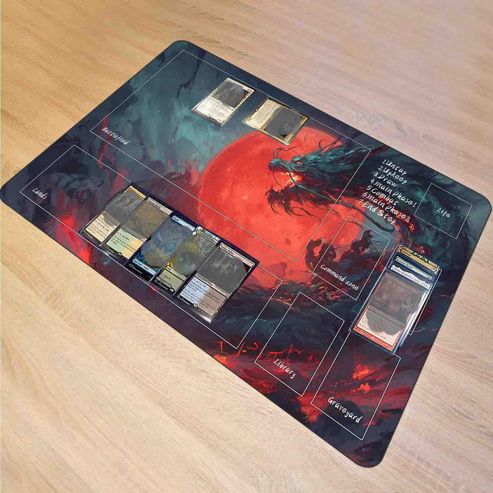 TCG MTG Spielmatte 24 × 14 - Premium-Spielmatte mit genähtem Rand mit glatter Stoffoberfläche und ru