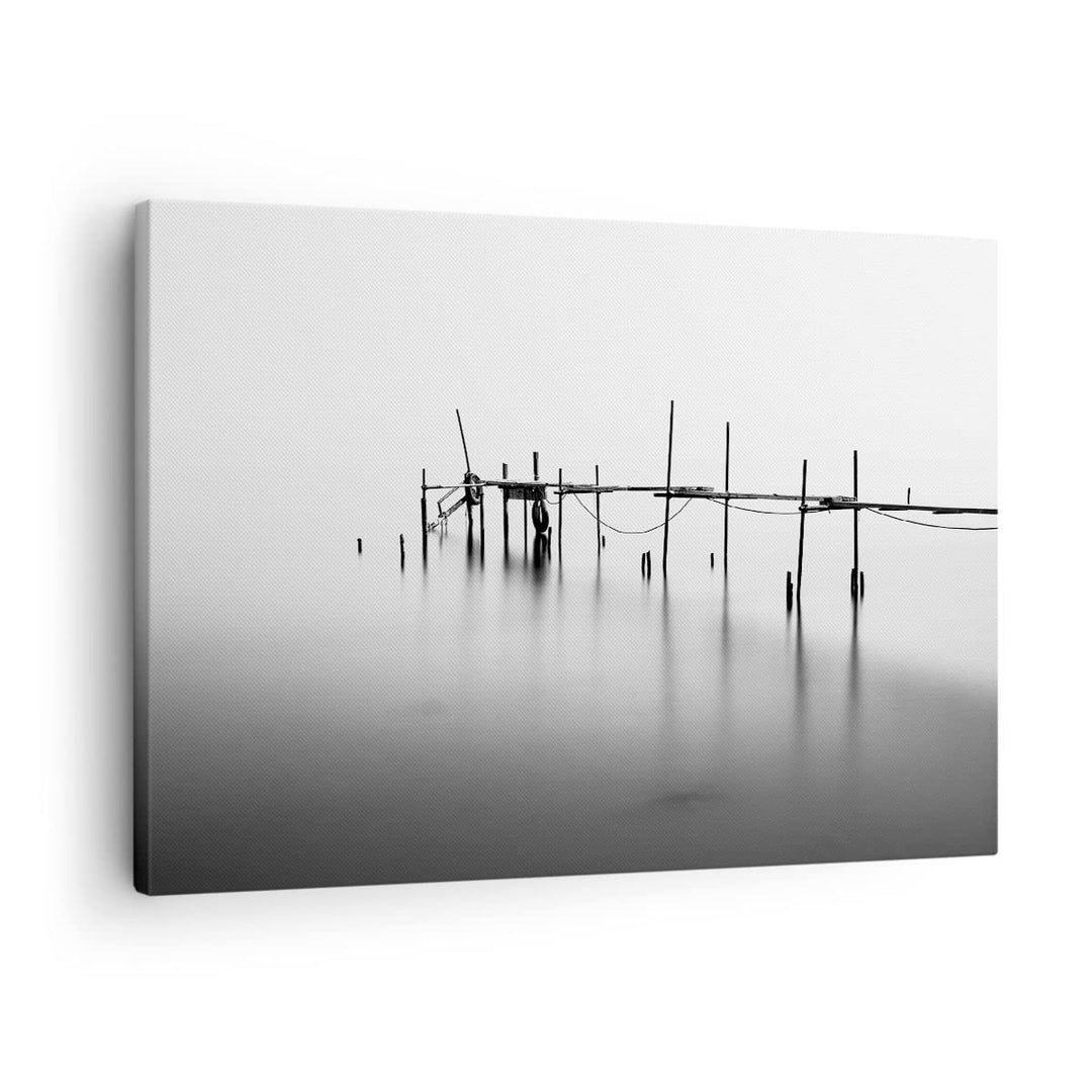 Bilder auf Leinwand Meer Brücke Wasser Leinwandbild mit Rahmen 70x50cm Wandbilder Dekoration Wohnzim